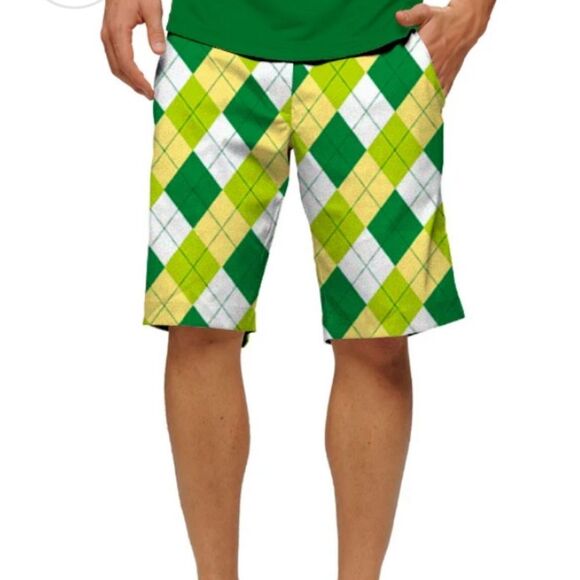 LoundMouth Fairway A-Tisket-A-Tasket Men's Heritage Short green yellow golf 34